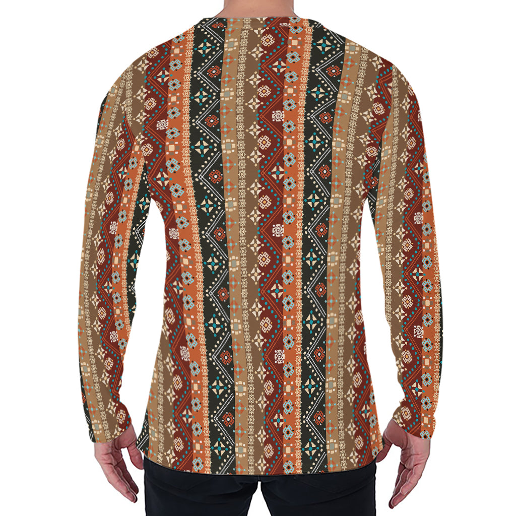 Ethnic Boho Tribal Pattern Print Men's Long Sleeve T-Shirt
