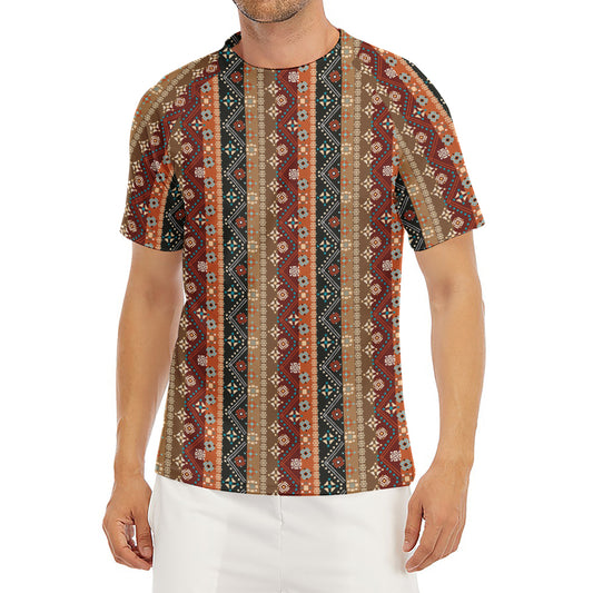 Ethnic Boho Tribal Pattern Print Men's Short Sleeve Rash Guard