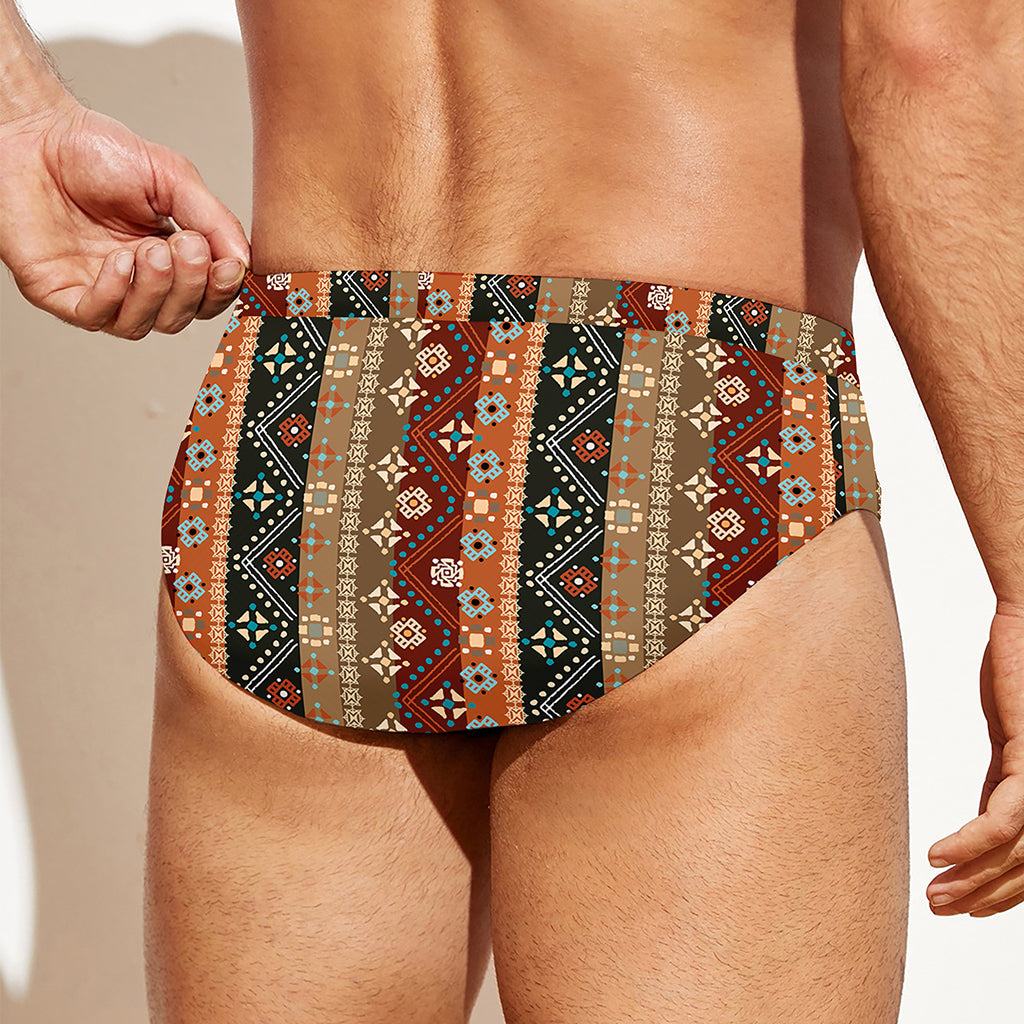 Ethnic Boho Tribal Pattern Print Men's Swim Briefs