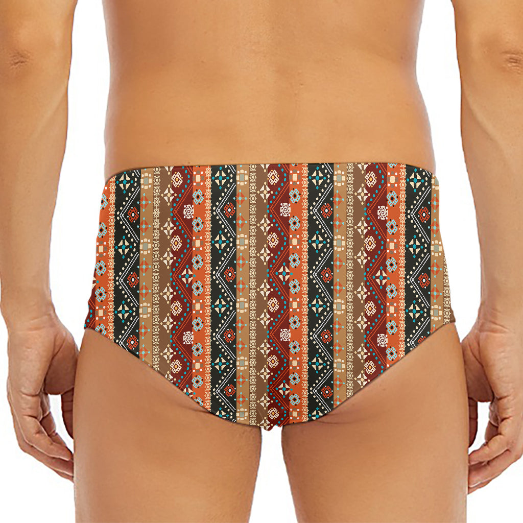 Ethnic Boho Tribal Pattern Print Men's Triangle Swim Briefs