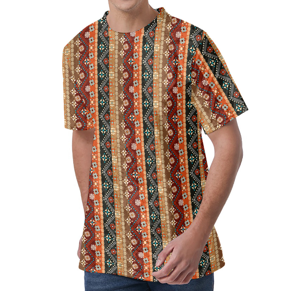 Ethnic Boho Tribal Pattern Print Men's Velvet T-Shirt
