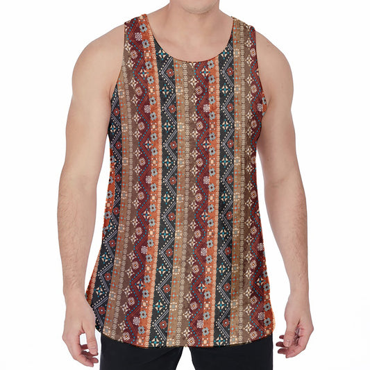 Ethnic Boho Tribal Pattern Print Men's Velvet Tank Top