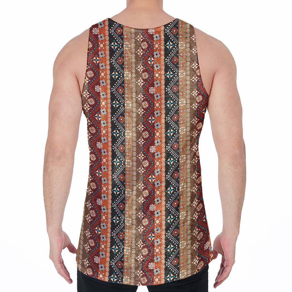 Ethnic Boho Tribal Pattern Print Men's Velvet Tank Top