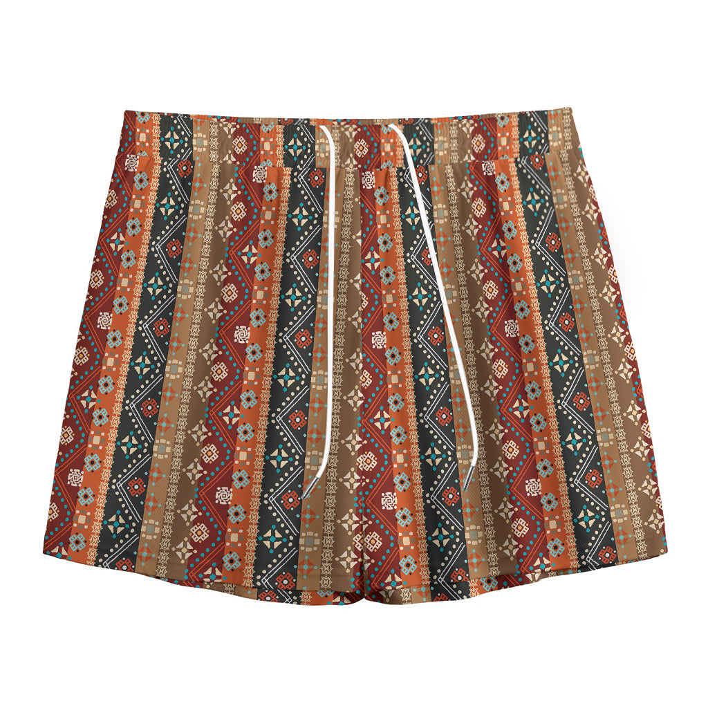 Ethnic Boho Tribal Pattern Print Mesh Shorts