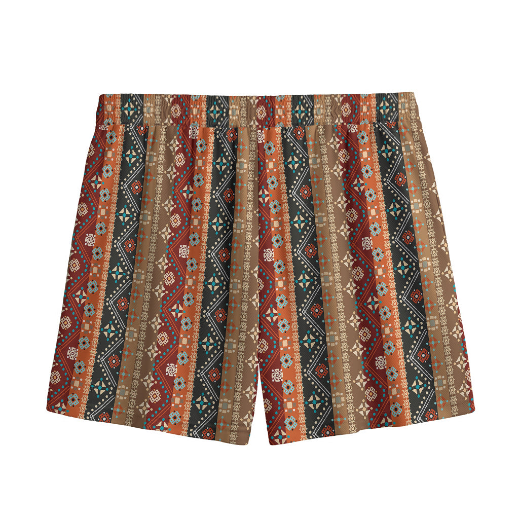 Ethnic Boho Tribal Pattern Print Mesh Shorts