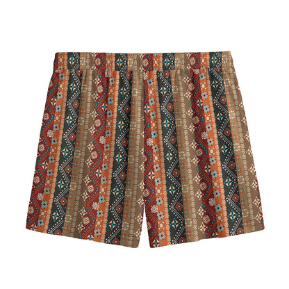 Ethnic Boho Tribal Pattern Print Mesh Shorts