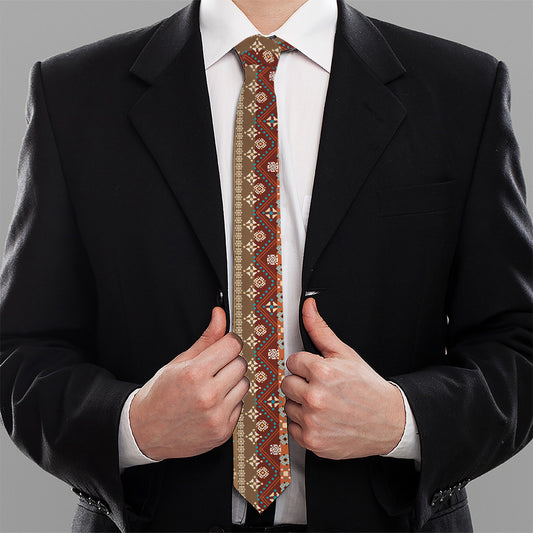 Ethnic Boho Tribal Pattern Print Necktie