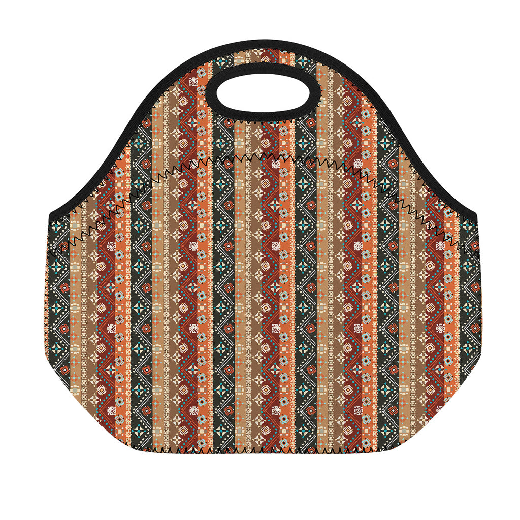 Ethnic Boho Tribal Pattern Print Neoprene Lunch Bag