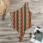 Ethnic Boho Tribal Pattern Print One Shoulder Bodysuit