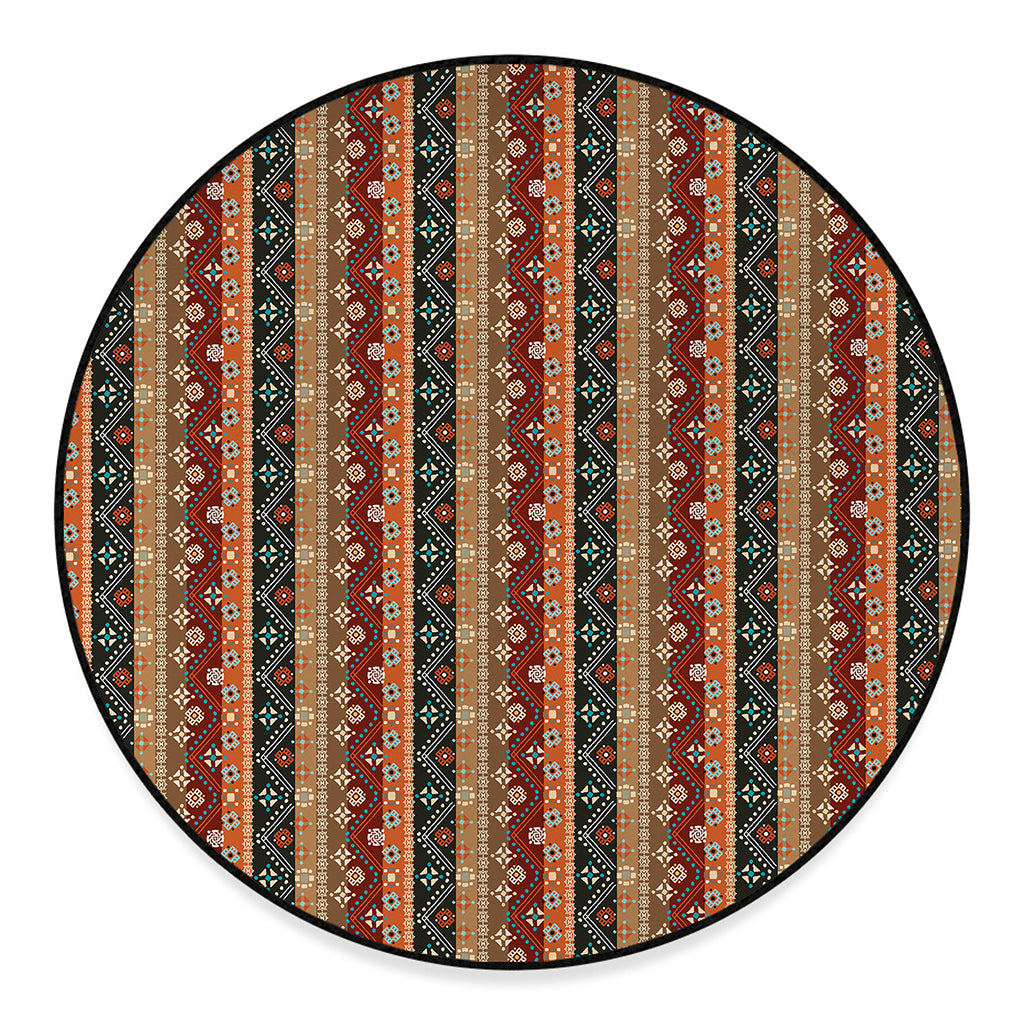 Ethnic Boho Tribal Pattern Print Round Floor Mat