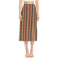 Ethnic Boho Tribal Pattern Print Side Slit Midi Skirt