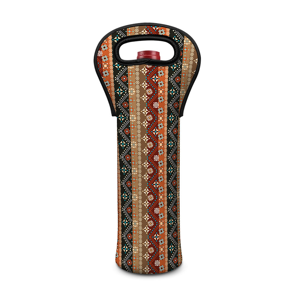 Ethnic Boho Tribal Pattern Print Single Neoprene Wine Tote