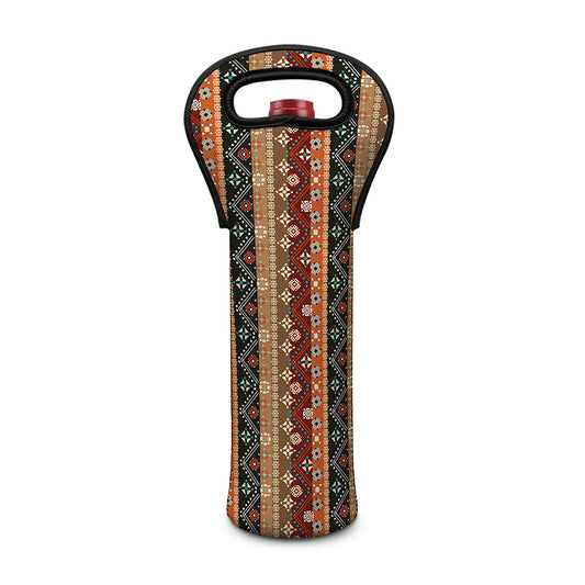 Ethnic Boho Tribal Pattern Print Single Neoprene Wine Tote