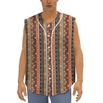 Ethnic Boho Tribal Pattern Print Sleeveless Baseball Jersey