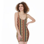 Ethnic Boho Tribal Pattern Print Sleeveless Bodycon Dress