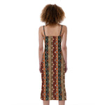 Ethnic Boho Tribal Pattern Print Slim Fit Midi Cami Dress