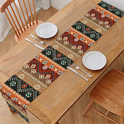 Ethnic Boho Tribal Pattern Print Table Runner