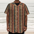 Ethnic Boho Tribal Pattern Print Textured Short Sleeve Shirt