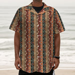 Ethnic Boho Tribal Pattern Print Textured Short Sleeve Shirt