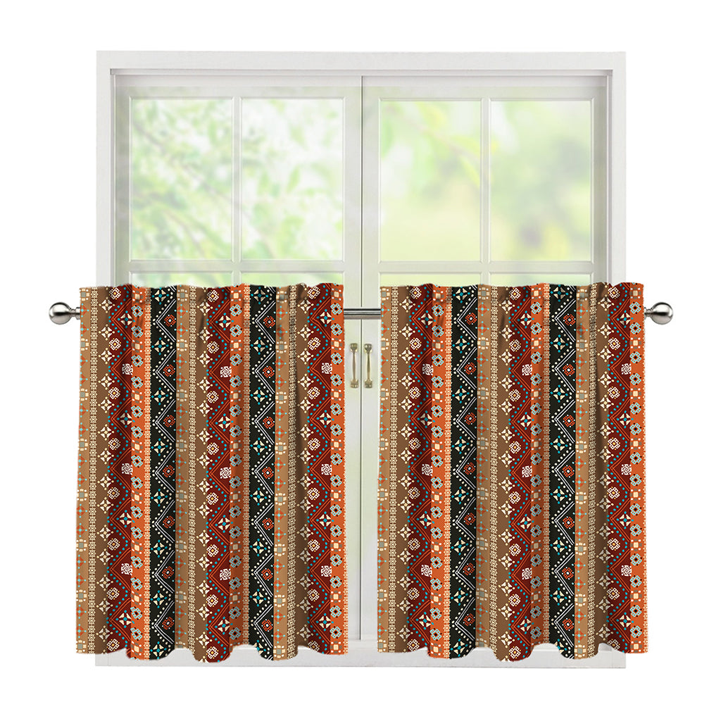 Ethnic Boho Tribal Pattern Print Tier Curtains