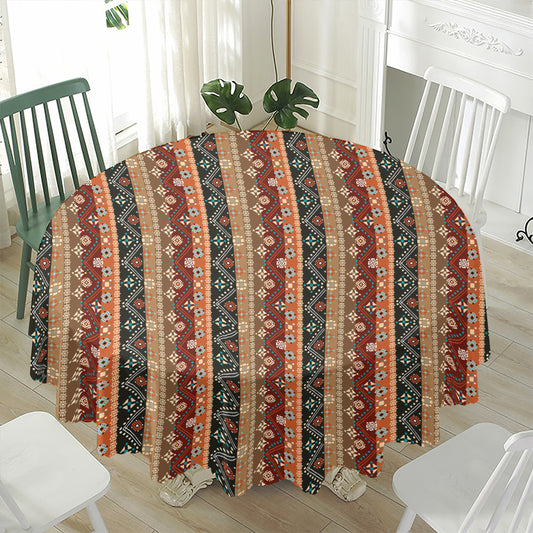 Ethnic Boho Tribal Pattern Print Waterproof Round Tablecloth