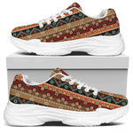 Ethnic Boho Tribal Pattern Print White Chunky Shoes