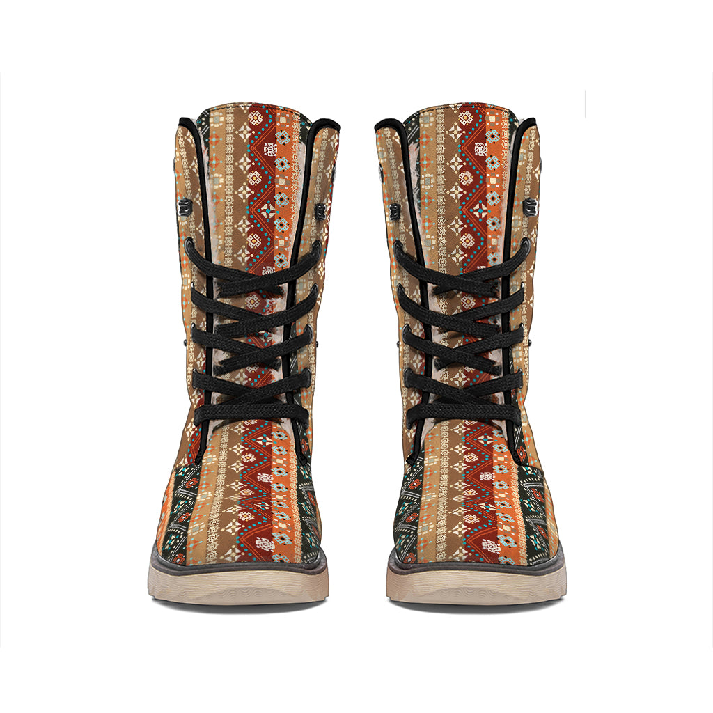 Ethnic Boho Tribal Pattern Print Winter Boots