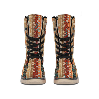 Ethnic Boho Tribal Pattern Print Winter Boots