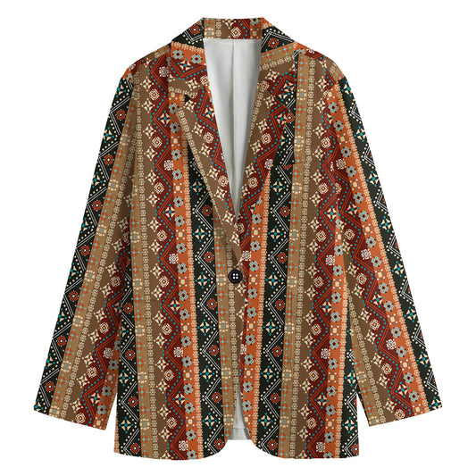 Ethnic Boho Tribal Pattern Print Women's Blazer