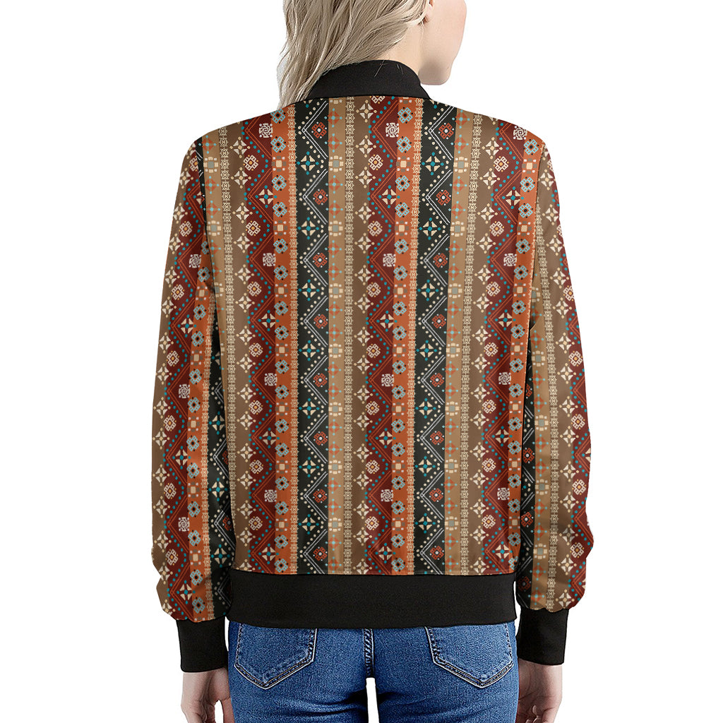 Ethnic Boho Tribal Pattern Print Women's Bomber Jacket