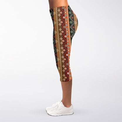 Ethnic Boho Tribal Pattern Print Women's Capri Leggings
