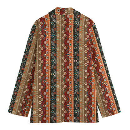 Ethnic Boho Tribal Pattern Print Women's Cotton Blazer