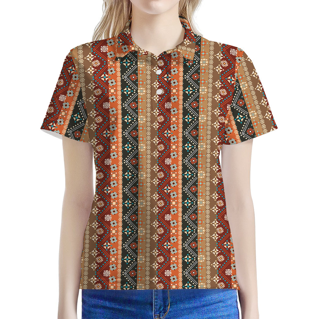 Ethnic Boho Tribal Pattern Print Women's Polo Shirt