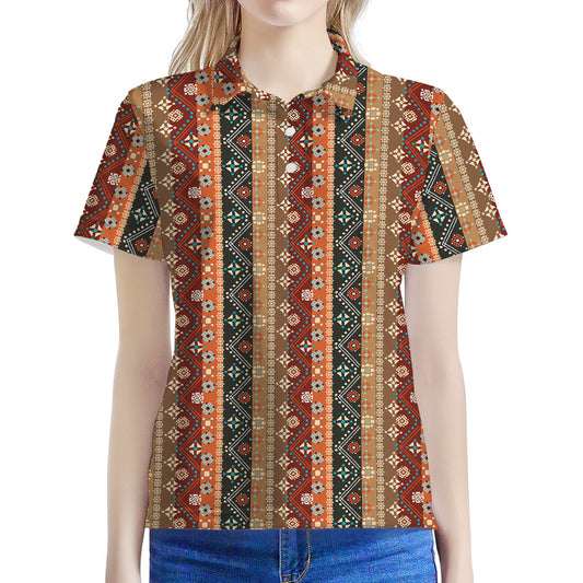 Ethnic Boho Tribal Pattern Print Women's Polo Shirt