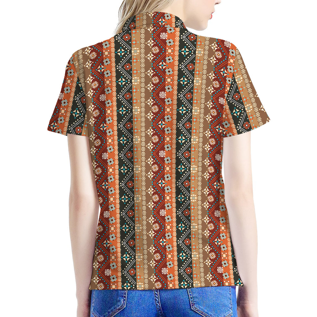 Ethnic Boho Tribal Pattern Print Women's Polo Shirt