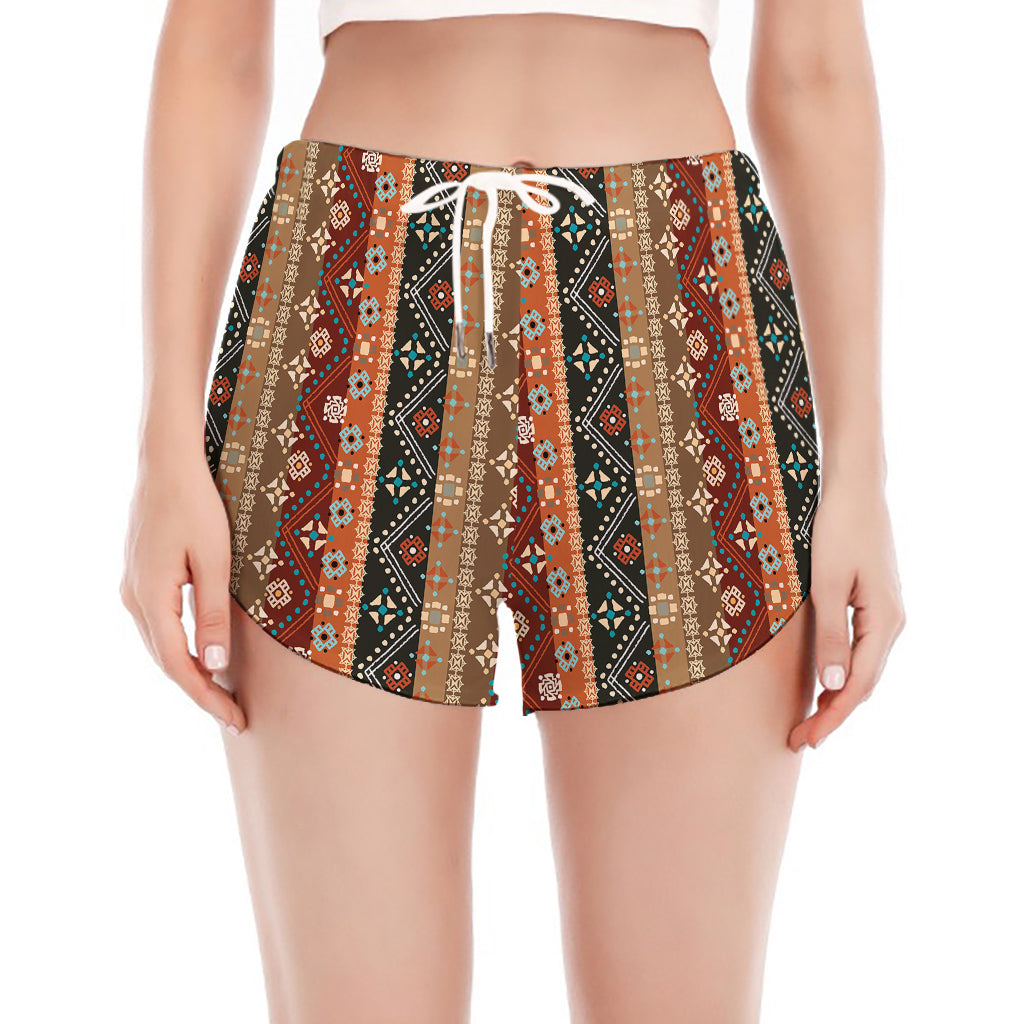 Ethnic Boho Tribal Pattern Print Women's Split Running Shorts