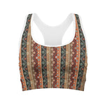 Ethnic Boho Tribal Pattern Print Women's Sports Bra