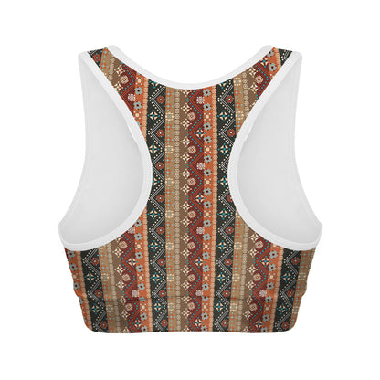 Ethnic Boho Tribal Pattern Print Women's Sports Bra