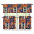 Ethnic Floral Patchwork Pattern Print 3 Piece Kitchen Curtains