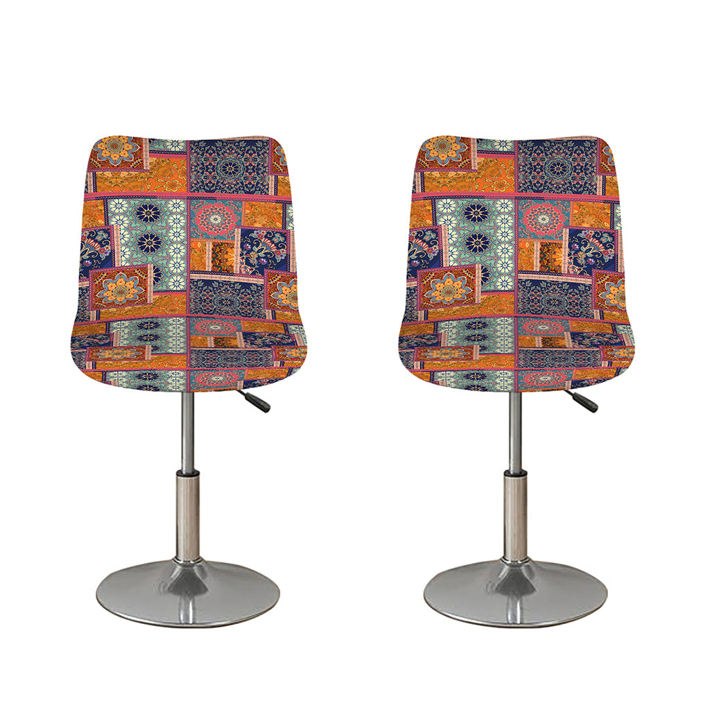 Ethnic Floral Patchwork Pattern Print Bar Stool Covers