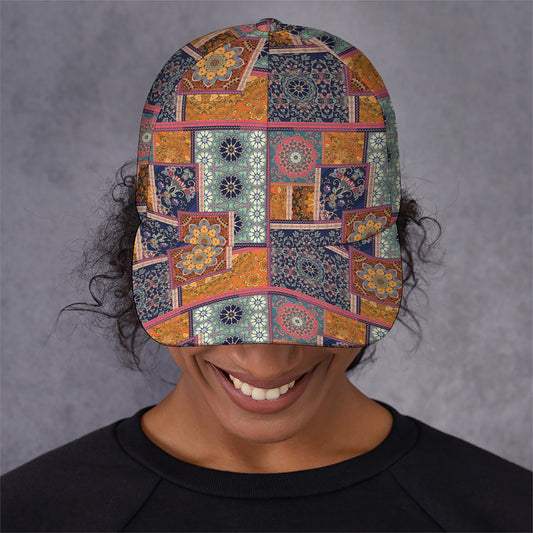 Ethnic Floral Patchwork Pattern Print Baseball Cap