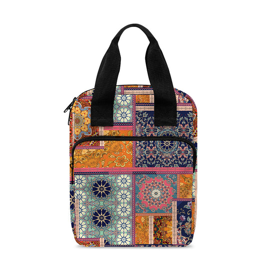 Ethnic Floral Patchwork Pattern Print Bible Tote Bag
