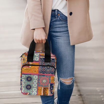 Ethnic Floral Patchwork Pattern Print Bible Tote Bag
