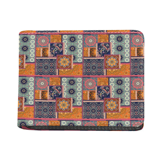 Ethnic Floral Patchwork Pattern Print Bifold Wallet
