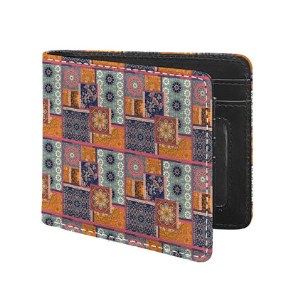 Ethnic Floral Patchwork Pattern Print Bifold Wallet