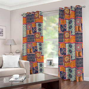 Ethnic Floral Patchwork Pattern Print Blackout Grommet Curtains