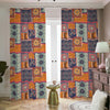 Ethnic Floral Patchwork Pattern Print Blackout Pencil Pleat Curtains