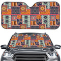 Ethnic Floral Patchwork Pattern Print Car Windshield Sun Shade
