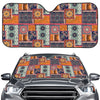 Ethnic Floral Patchwork Pattern Print Car Windshield Sun Shade