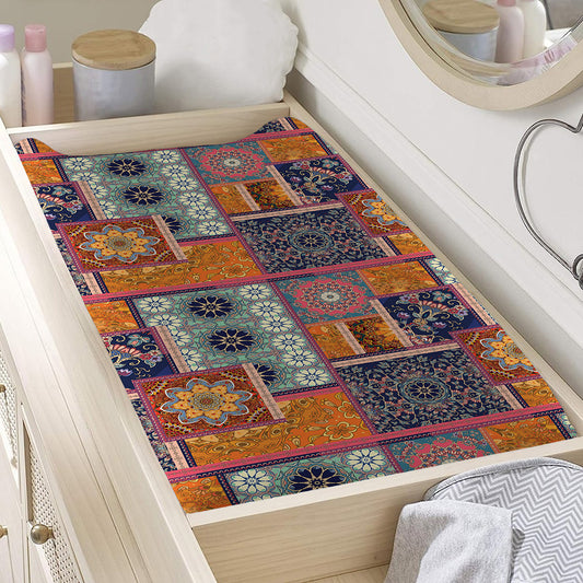 Ethnic Floral Patchwork Pattern Print Changing Pad Cover